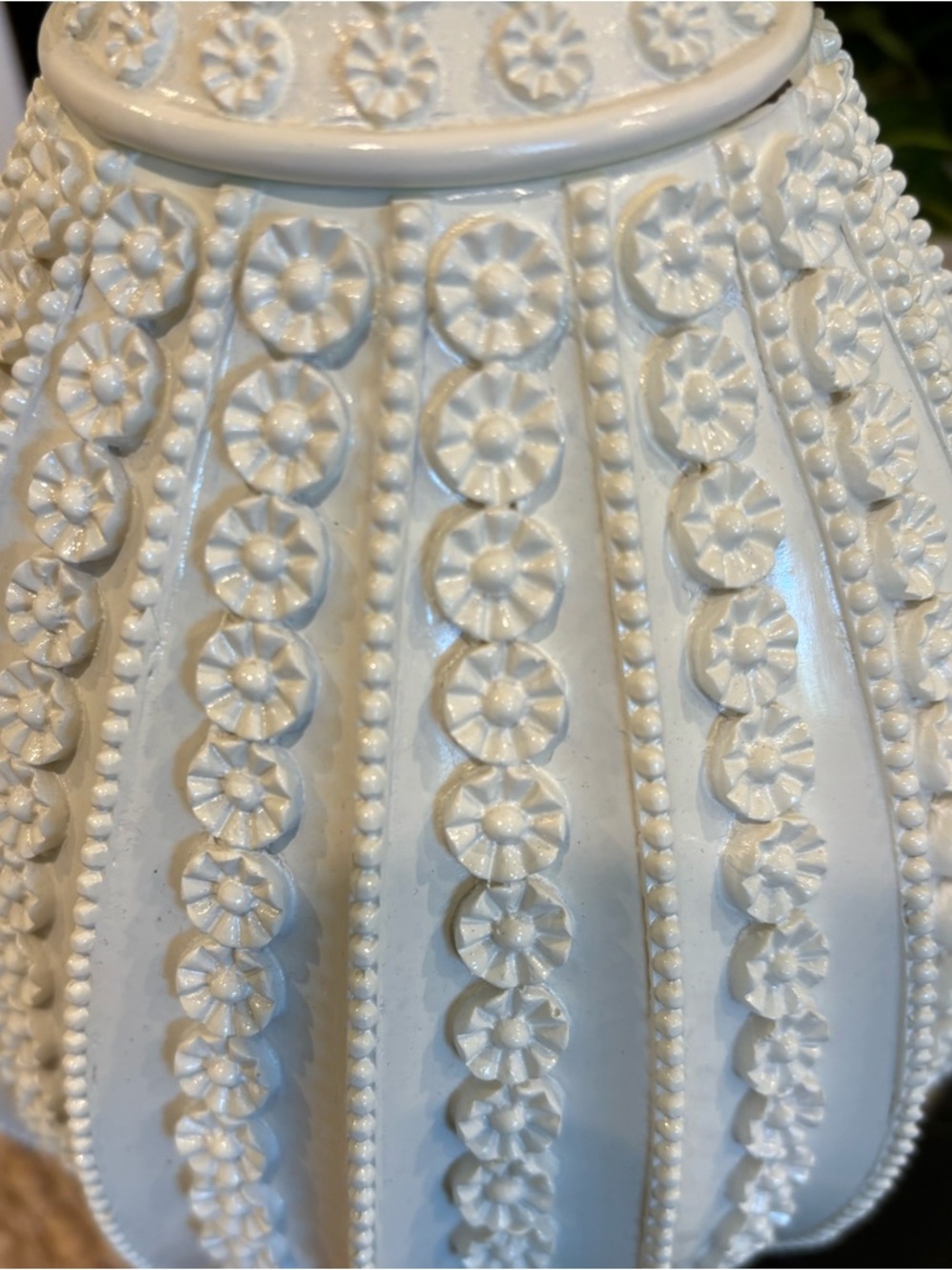 Nate Berkus Lacquer Pineapple White Decor Piece Removable Lid Floral 11”x 6” - Picture 2 of 11